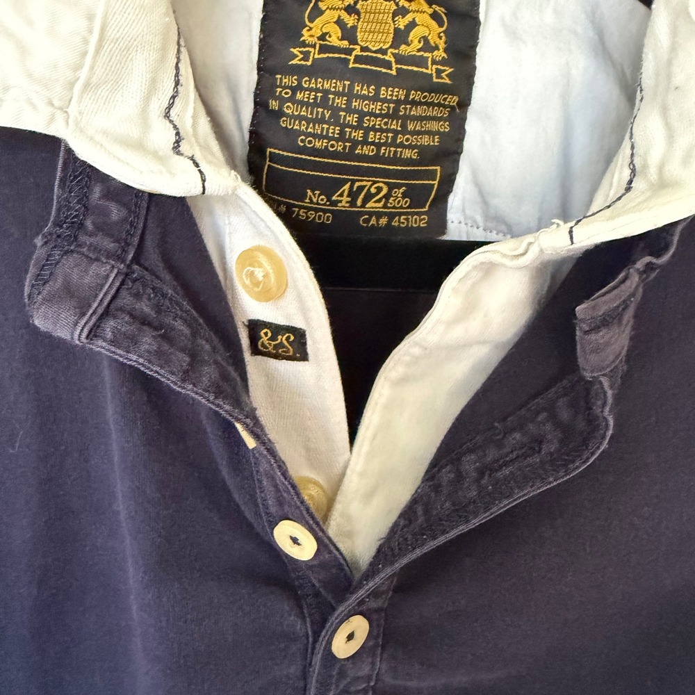 Scotch & Soda Rugby Shirt Navy Blue White Collar Long Sleeve Size L - Picture 3 of 8